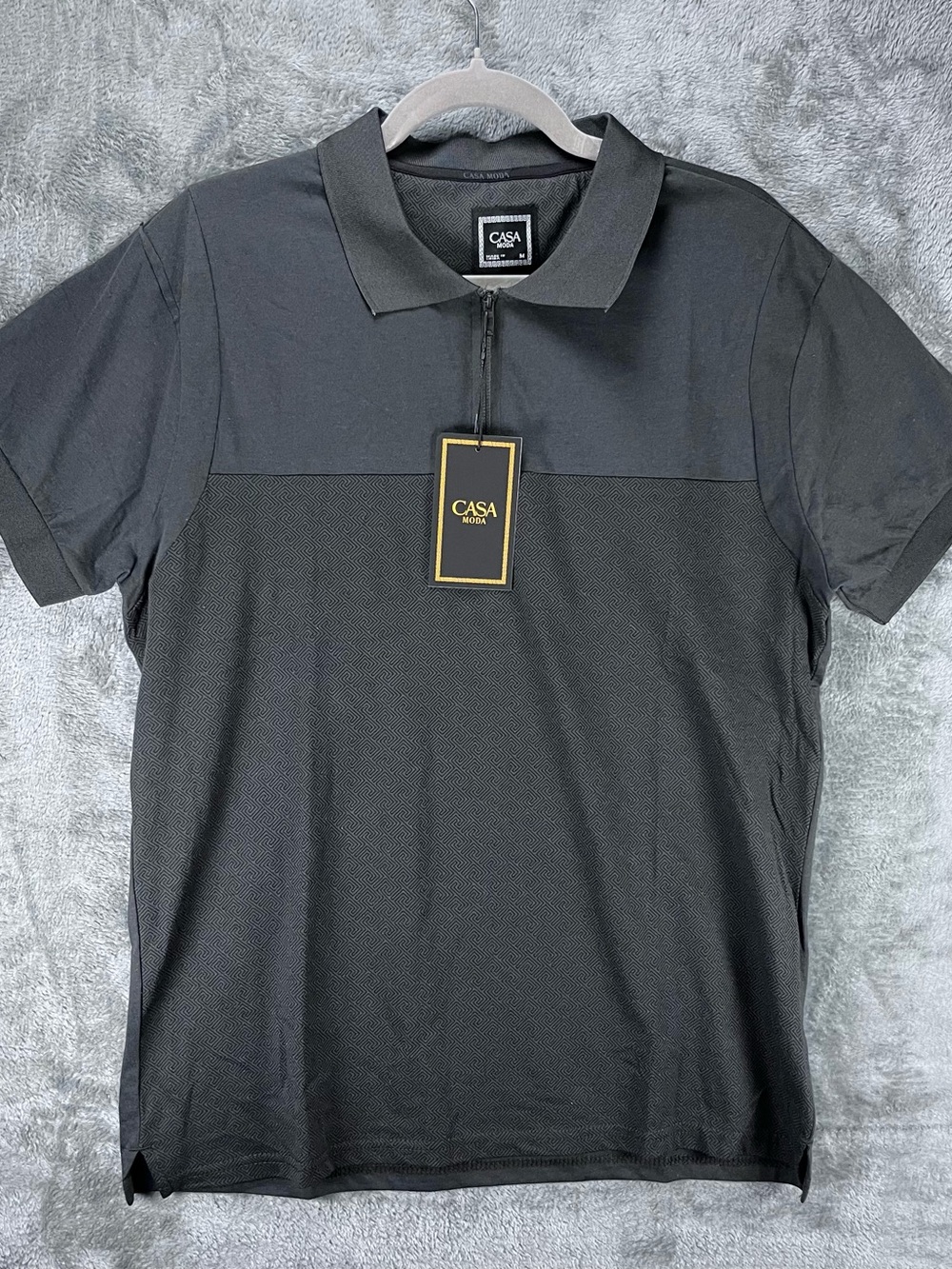 Men’s Black Short-Zip Polo